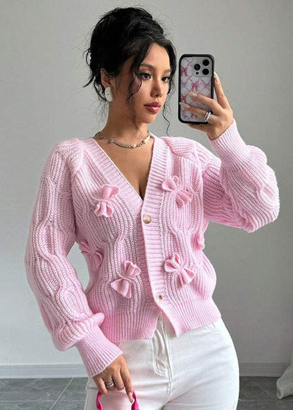 Chic Cardigan Court Nœud Papillon Femme
