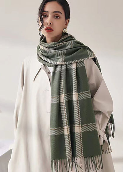 Écharpe plaid chaude hiver femme Vert Taille unique