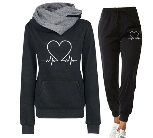 Ensemble Sportif avec Imprimé Cœur et Capuche
