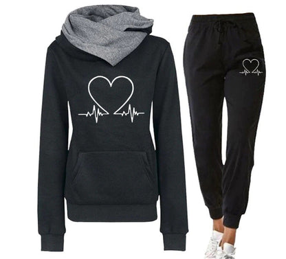 Ensemble Sportif avec Imprimé Cœur et Capuche