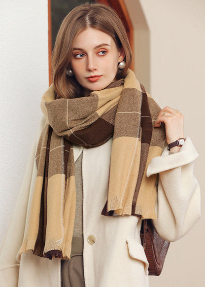 Écharpe épaisse femme imitation cachemire Kaki Taille unique