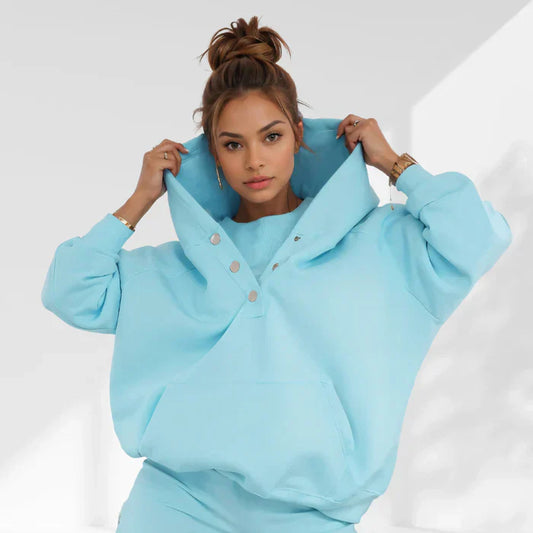 Sweatshirt Femme Coton Doux – 3 Pièces Bleu ciel