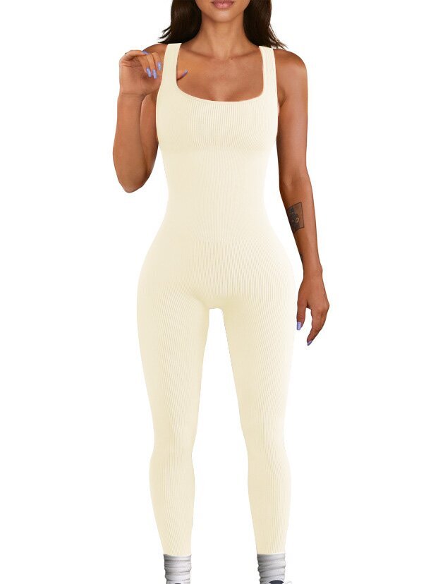 Tenue Tout-en-Un Décontractée à Bretelles Beige