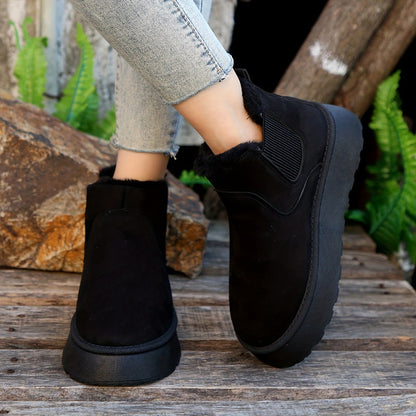 Bottes femme d'Hiver Chaudes à Semelles Épaisses Noir