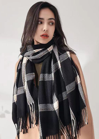 Écharpe plaid chaude hiver femme Noir Taille unique