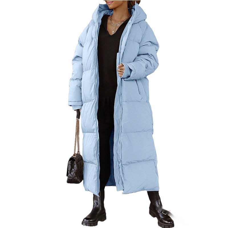 Manteau Lila Zippé à Capuche Bleu