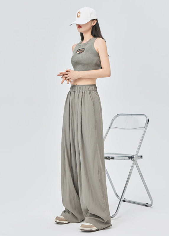 Pantalon large estival gris en Tencel