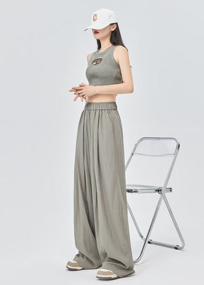 Pantalon large estival gris en Tencel