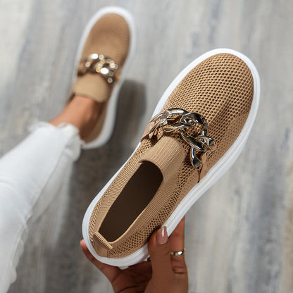 Chaussures plates femme maille respirante
