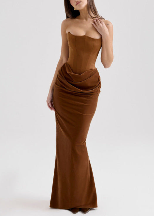 Robe longue bustier sexy élégante soirée Gold