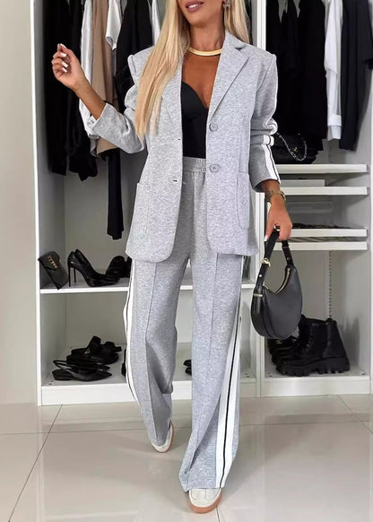 Ensemble veste et pantalon rayé Dalle grise