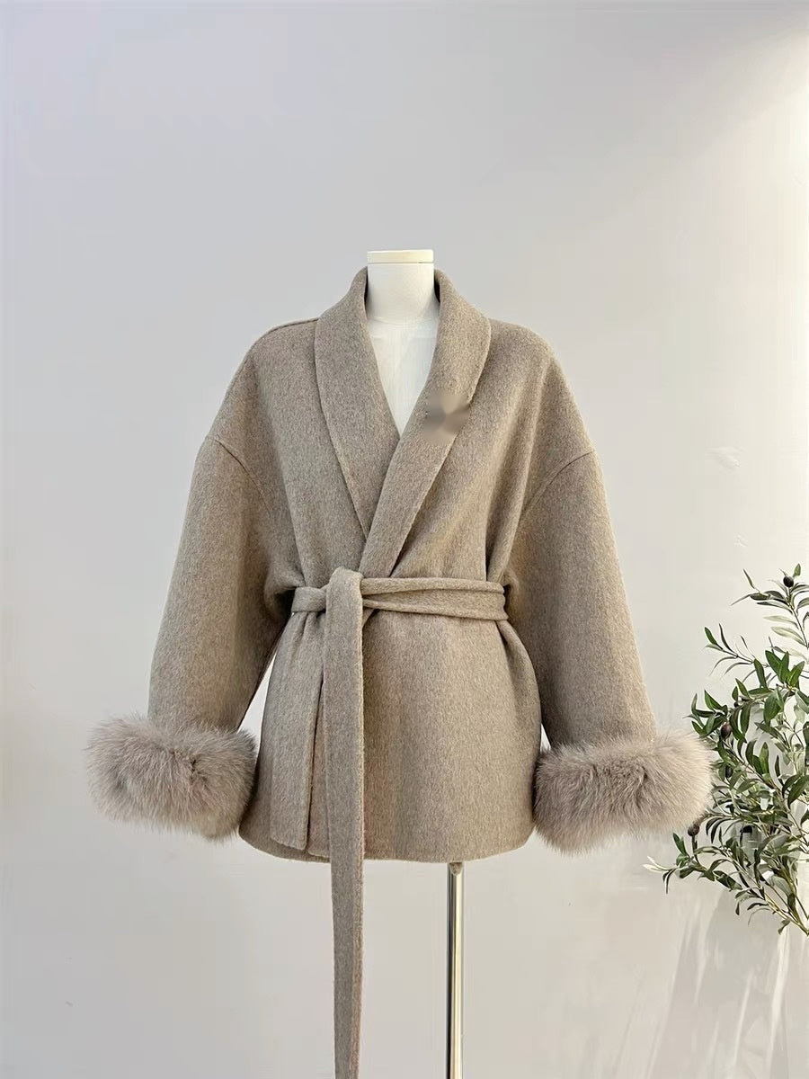 Manteau Adèle Élégance Double Face Oatmeal Color