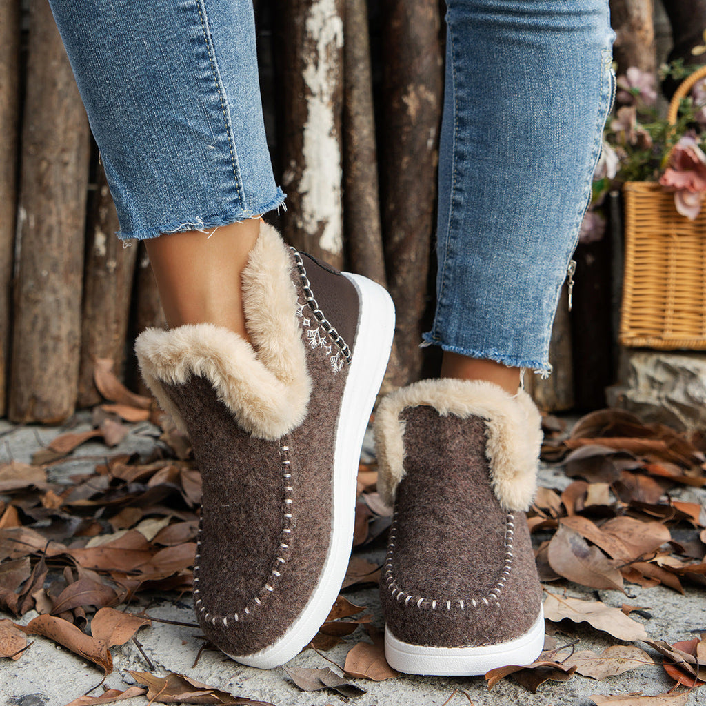 Chaussures en Coton Doublées Polaire pour Taille Plus