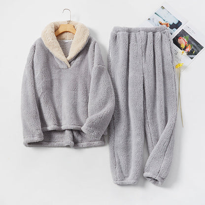 Pyjama en flanelle épaissi – Confort et chaleur pour la maison Gris