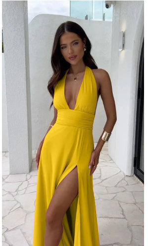 Robe d’Été Dos Nu à Fente - Élégance et Séduction