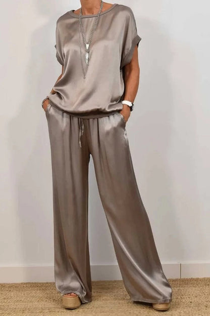 Ensemble Décontracté Élégant Chemise & Pantalon Large