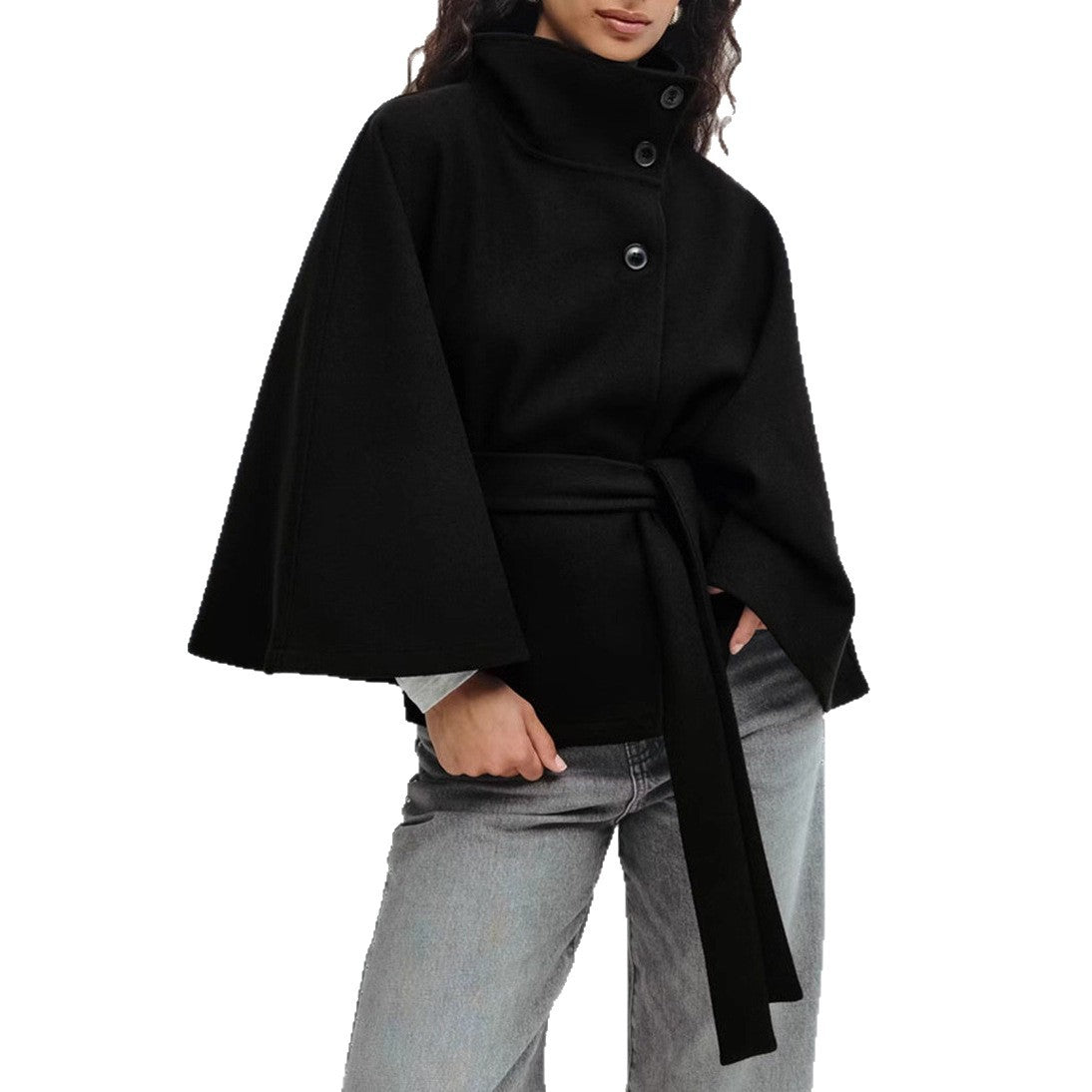 Veste cape ceinturée