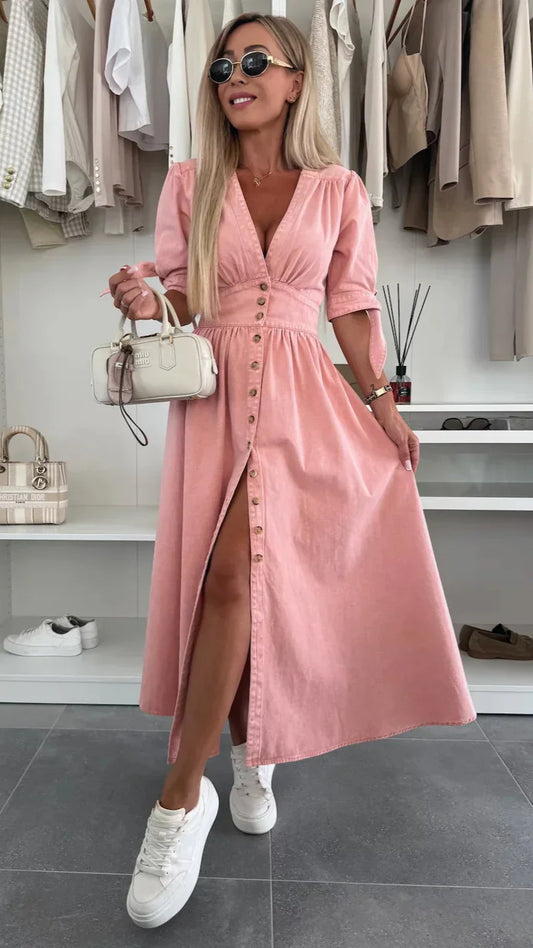 Robe Sima Brillez en Denim Rose
