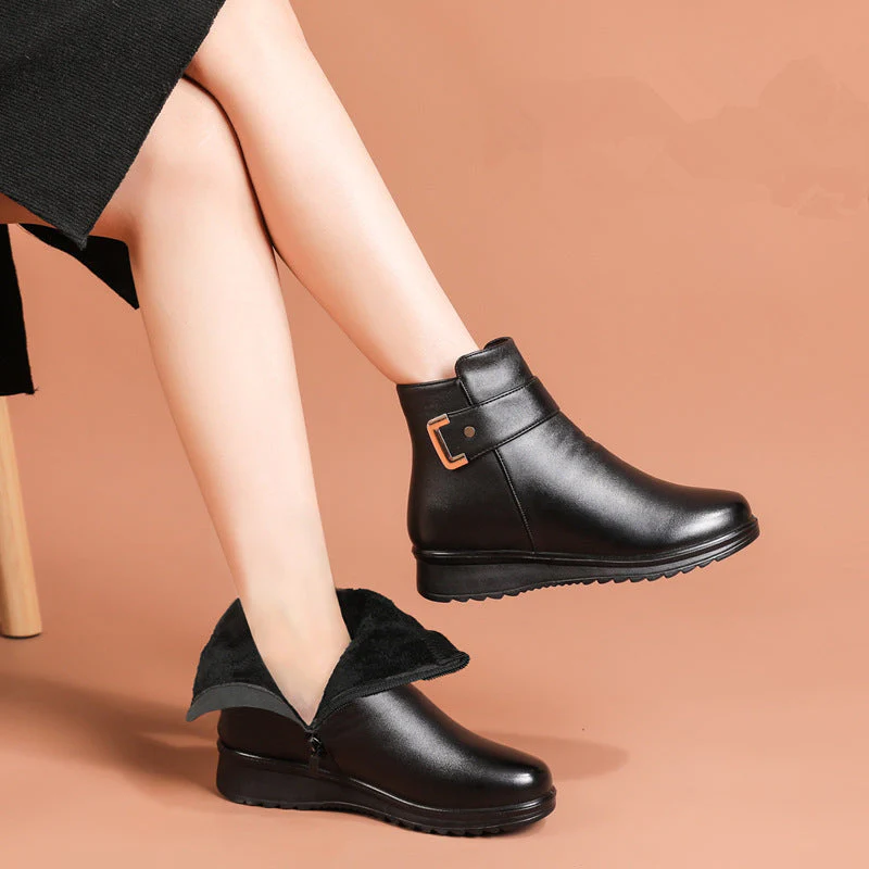 Sablette Bottine orthopédiques antidérapantes pour femme Fourrure noir
